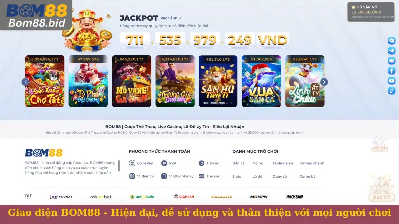 Giao diện BOM88 - Hiện đại, dễ sử dụng và thân thiện với mọi người chơi